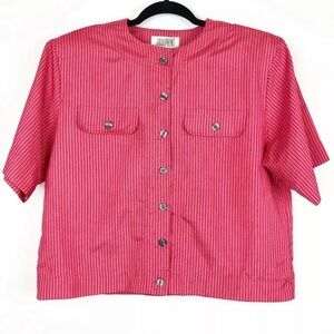 Josephine Pink Top Jacket Sz Large Black Stripes
